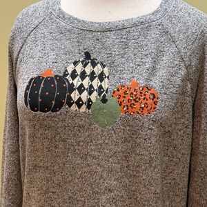 Gray Pumpkin Print Women's Sweater